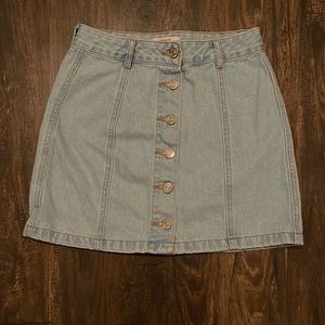 Light Wash Denim Button Skirt